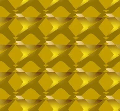 3d gold patterns on gold background, seamless tile. Modern ornament, luxurious Stock Illustration