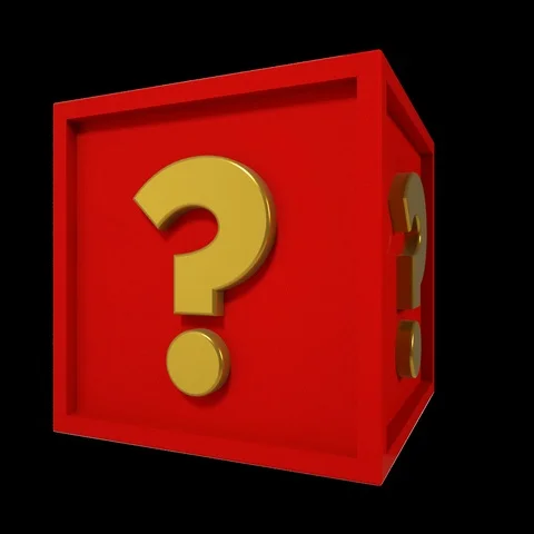 3d Gold Question Mark Red Cube Stock Footage 98845096
