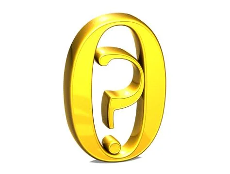 3d gold question mark in zero on white background Stock Illustration