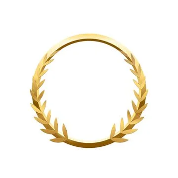 3d gold ring and circular decoration with laurel leaves vector illustration イラスト素材