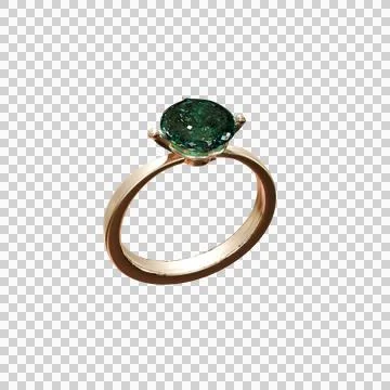 3D Gold ring with Blue Crystal Stock Photos