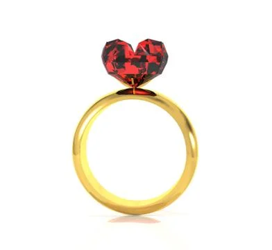 3d gold ring with a heart shape ruby 스톡 일러스트