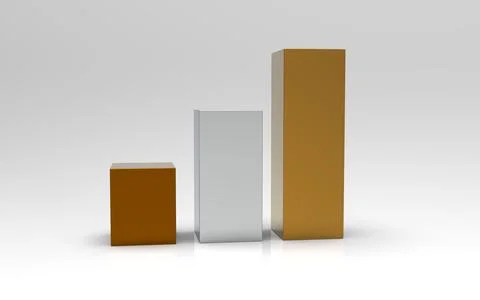 3D Gold Silver Statistics Chart Bar – Financial Data Design Stock Illustration