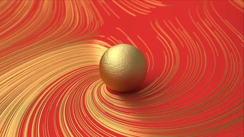 3D Gold sphere. Red background texure. Twisting golden lines. Stock Footage 141560011
