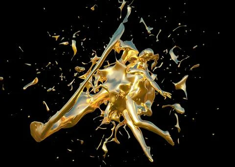 3D Gold splash and human Stockillustratie