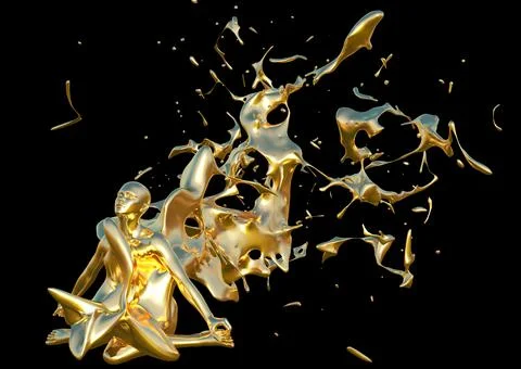 3D Gold splash and human Stock Illustration