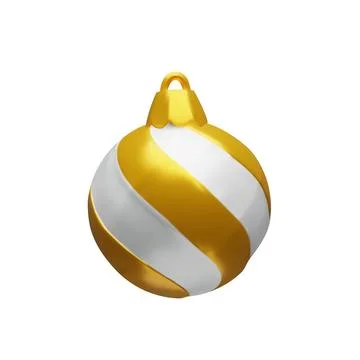 3d gold striped sphere render Christmas ball Stock Illustration