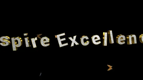 3D gold text animation on black background. Luxury metallic letters rotating in Stock Footage 340597621