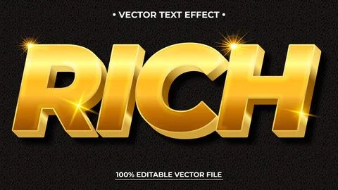3d Gold text effect template editable text effect Stock Illustration