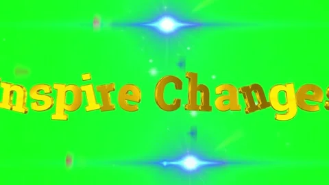 3D gold text Inspire Change rotating on a bright green screen background with Stock Footage 346338665