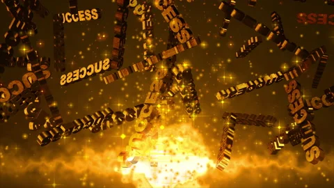 3D Gold Text Success Symbol Hovering on Screen Stock Footage 166370239