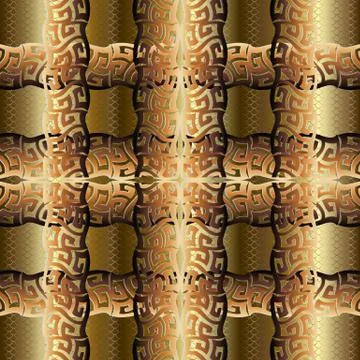 3d gold textured grid vector seamless pattern. イラスト素材