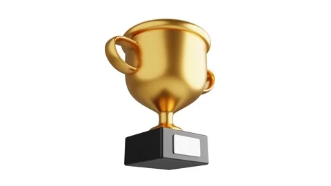 3d gold trophy animation on white animation Stock Footage 219859791