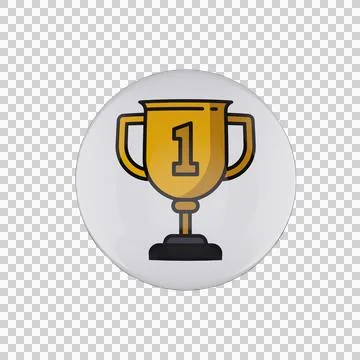 3D Gold Trophy Winner First Place Icon Button Isolated Transparent Stock Illustration