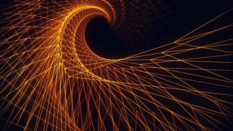 3D Gold Wireframe Spiral Grid Loopable Motion Background Stock Footage 89004026