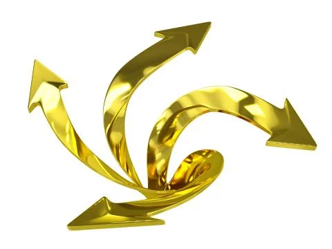 3D Golden Arrows Stock Illustration
