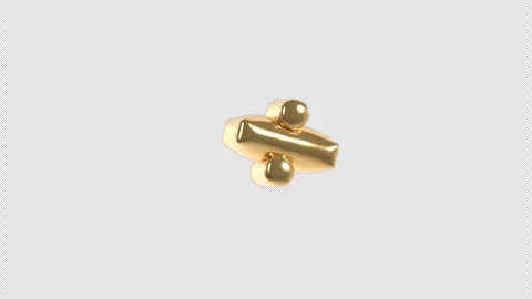 3d Golden Balloon Divide Sign Floating Loop 4k Alpha Transparent Stock Footage 344916199