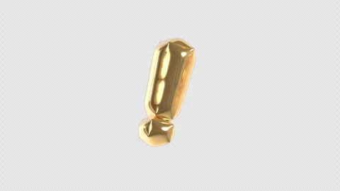 3d Golden Balloon Exclamation Mark Floating Loop 4k Alpha Transparent Stock Footage 344914613