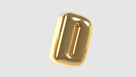 3d Golden Balloon Letter D Floating Loop 4k Alpha Transparent Stock Footage 344711266