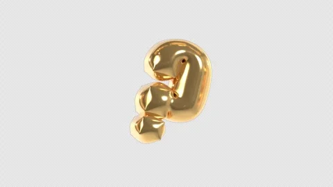 3d Golden Balloon Question Mark Floating Loop 4k Alpha Transparent Stock Footage 344914620