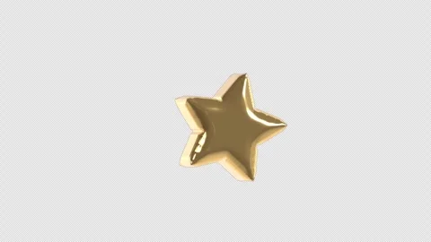 3d Golden Balloon Star Shape Floating Loop 4k Alpha Transparent Stock Footage 345176995