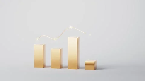 3D golden bar chart rising with graph line motion representing financial gr.. Stock Footage 332391027