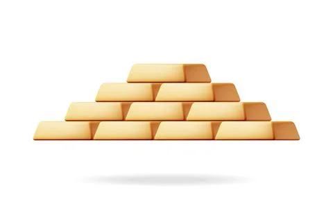 3D Golden Bars Stack Isolated on White. Stock Illustration