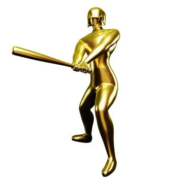 3d Golden Baseball Player Clip Art Hitting With a Baseball Bat. Viewed From.. Illustrazione stock