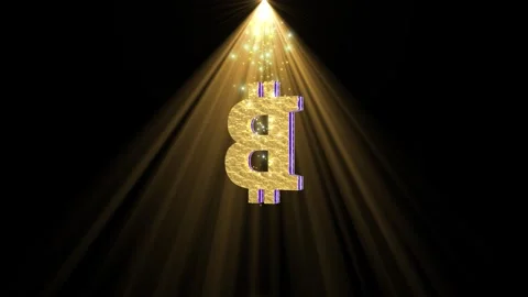 3D Golden Bitcoin Symbol Rotating Loop with Neon Glow. 库存影片 340960766