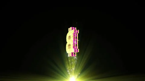 3D Golden Bitcoin Symbol Rotating Loop with Neon Glow. 스톡 동영상 340960767