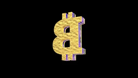 3D Golden Bitcoin Symbol Rotating Loop with Neon Glow. Video stock 340960791