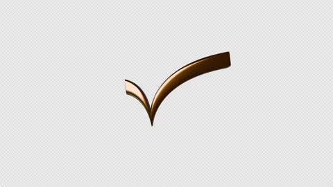 3D Golden Check Mark Icon Sliding In and Stopping in Center on Alpha Channel Stock Footage 331997670