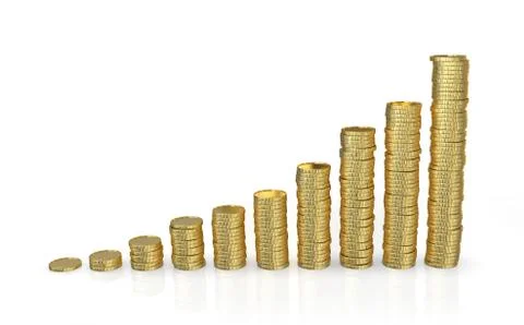 3d golden coin graph Stock Illustration