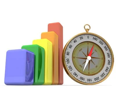 3D Golden Compass Stock Illustration