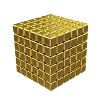3D Golden Cubes Stock Illustration