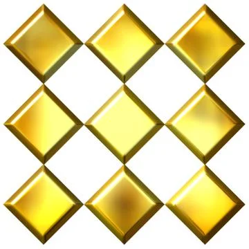 3D Golden Diamonds Stock Illustration