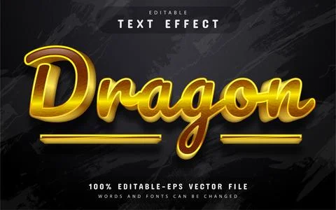 3d golden dragon text effect editable Stock Illustration