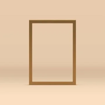 3d golden frame geometric decor element vertical rectangle foundation beige s イラスト素材