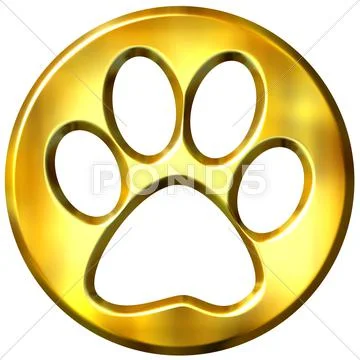 3D Golden Framed Cat Print Stock Illustration