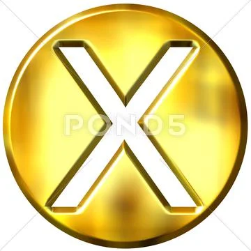 3D Golden Framed Multiplication Symbol Stock Illustration