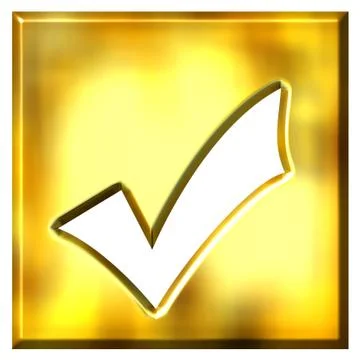 3D Golden Framed Tick Stock Illustration