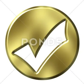 3D Golden Framed Tick Stock Illustration