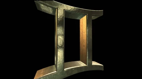 3D Golden Gemini on a black background Stock Footage 47746138