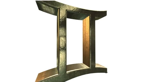 3D Golden Gemini on a white background Stock Footage 47746161