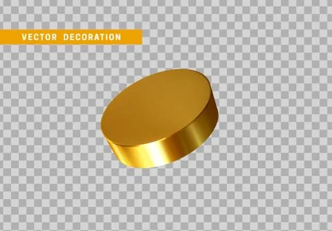 3d Golden Geometric Shapes Objects round steel, bar, metal round timber. Real Stock Illustration