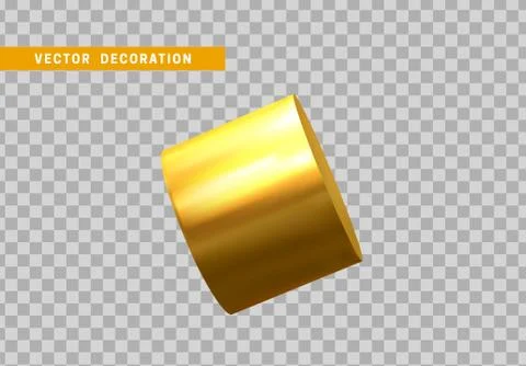 3d Golden Geometric Shapes Objects round steel, bar, metal round timber. Real Illustrazione stock