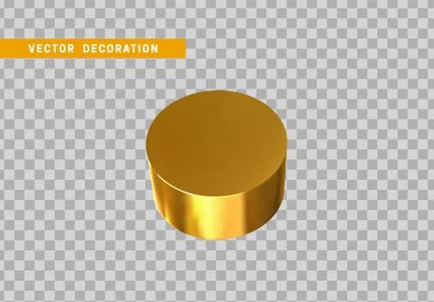3d Golden Geometric Shapes Objects round steel, bar, metal round timber. Real Stock Illustration