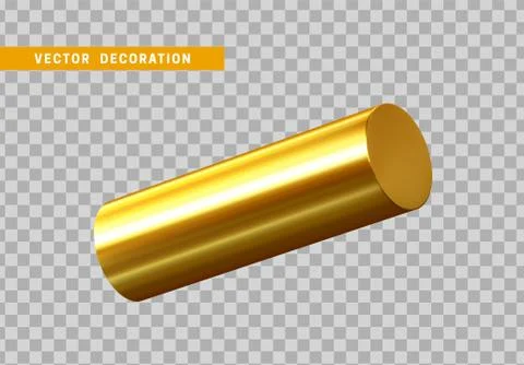 3d Golden Geometric Shapes Objects round steel, bar, metal round timber. Real 스톡 일러스트