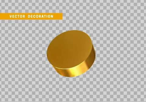 3d Golden Geometric Shapes Objects round steel, bar, metal round timber. Real Stock Illustration