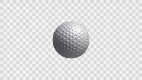 3D Golden Golfball Rotating On Alpha Channel Stock Footage 281640960